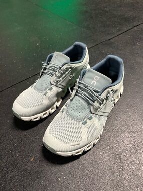 On Running Women’s Cloud Athletic Shoes in light seafoam green color